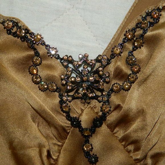 Ticci Tonetto Toast Silk Cami W/Jewel Detail MED - Picture 5 of 10